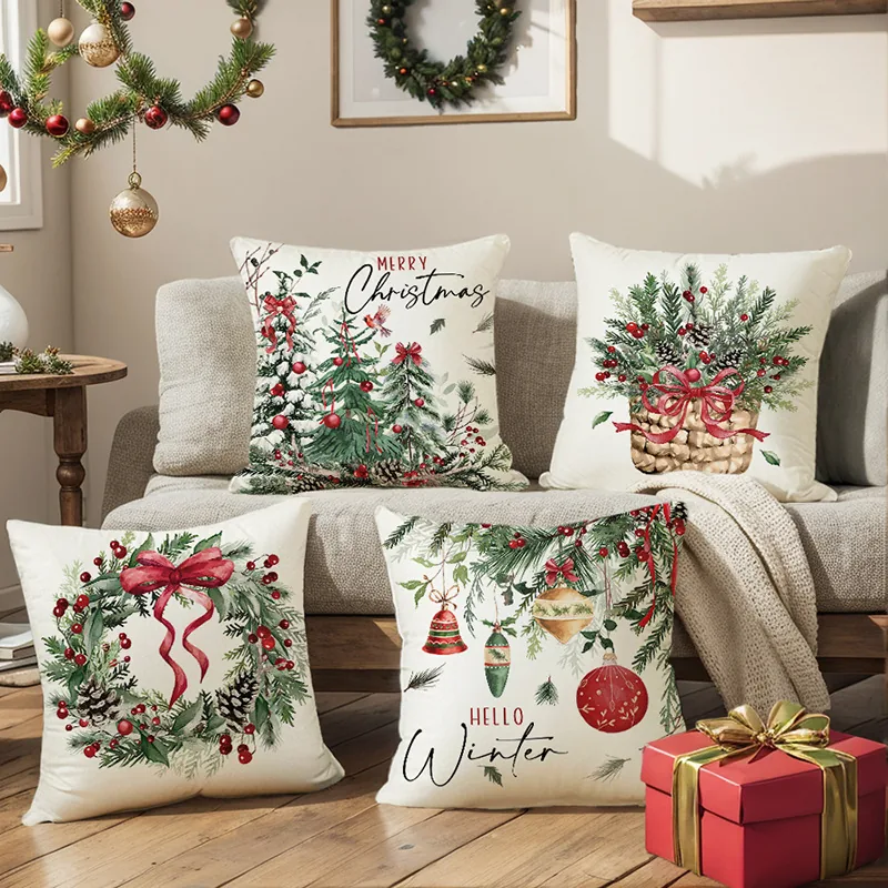 Botanical Christmas Pillow Cover Set wholesale OEM NH-C062 | Throw Pillows by Noryvia Home