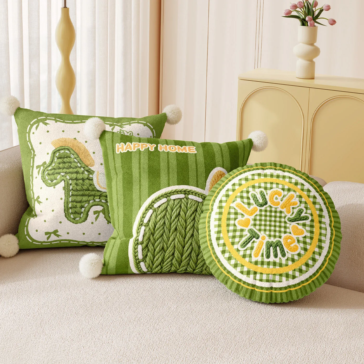 Green Floral Sofa Pillow Set wholesale OEM NH-C048 | Throw Pillows by Noryvia Home