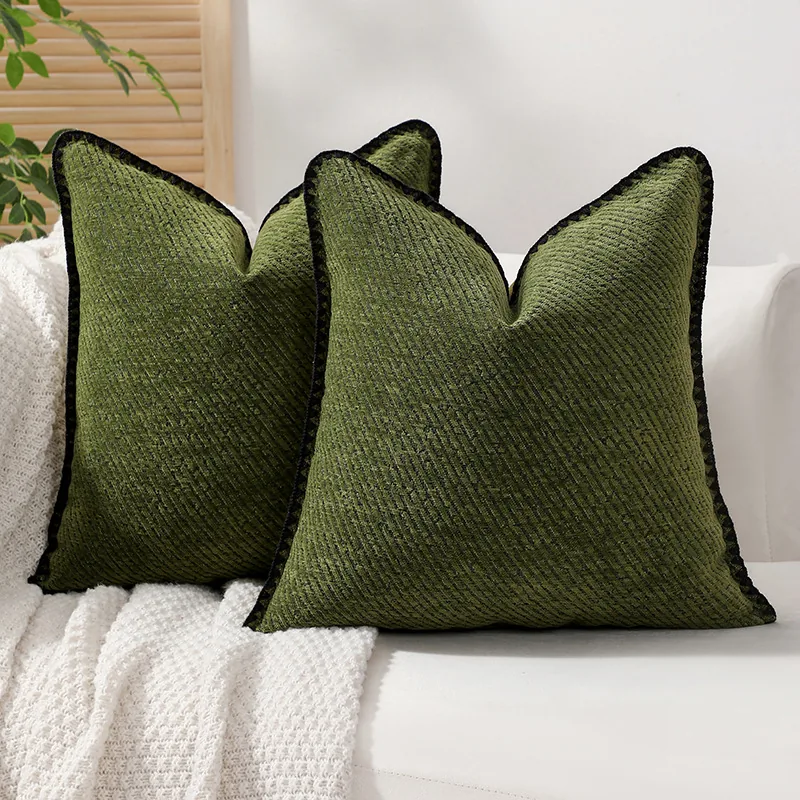 Olive Velvet Throw Pillow Pair wholesale OEM NH-C042 | Throw Pillows by Noryvia Home
