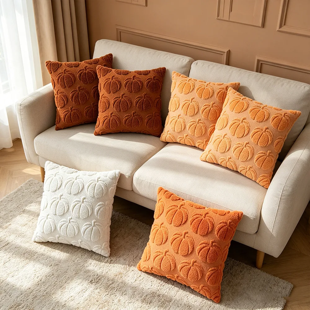 Orange Tufted Throw Pillow Set wholesale OEM NH-C060 | Throw Pillows by Noryvia Home